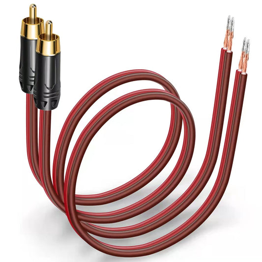 Yuchenfeng 14AWG Zero-Noise(1FT 2PCS) Gold-Plated RCA to Bare Wire Speaker Cable - OFC Copper Audio Cable