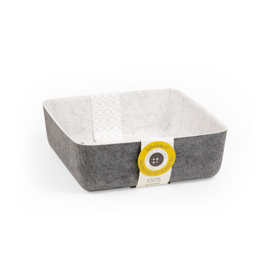 Three by Three Seattle felt·like·it!™ Small Cubby Storage Bin Set of 3 with Dividers – Eco-Friendly Recycled Felt Bins for Home & Office Organization, Charcoal