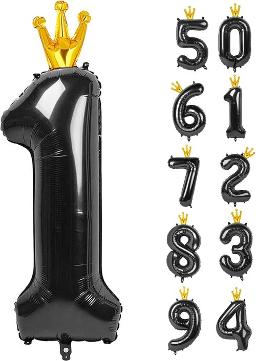 Black Giant Number 1 Balloon by [Brand Name] - 40 Inch First Birthday Decoration for Boys & Girls