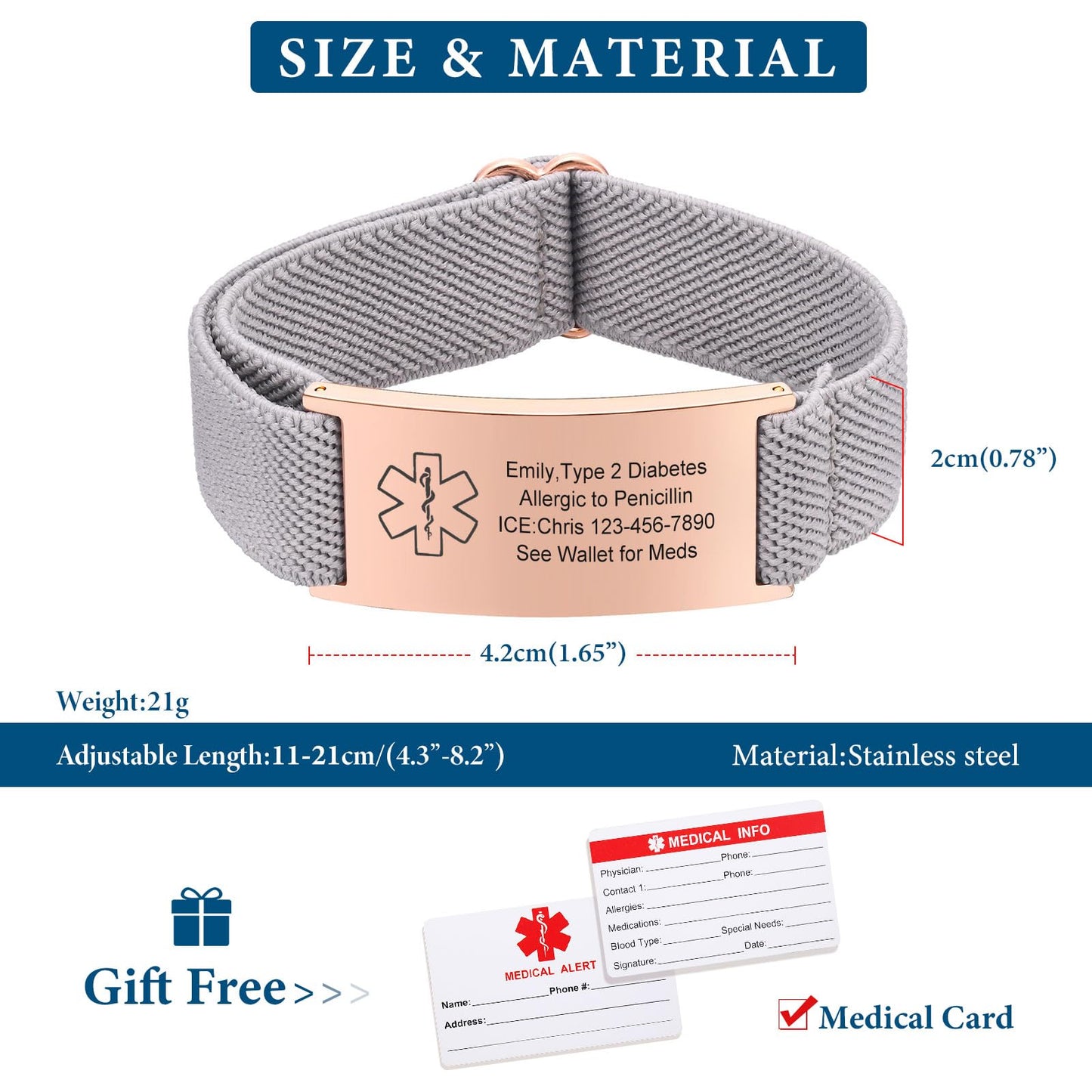 VNOX Diabetes on Insulin Medical Alert Bracelets for Women Men Patients Stainless Steel Emergency Bracelets Wristbandersonalized Mens Life Health Alert Bracelet