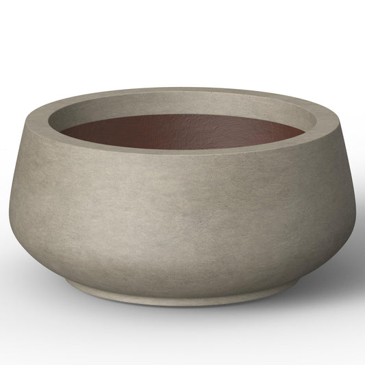 Kante 12.6" Dia Round Concrete Bonsai Planters, Outdoor Indoor Garden Plant Pot with Drainage Hole for Home, Patio, Garden, Weathered Concrete Finish with Painted Interior