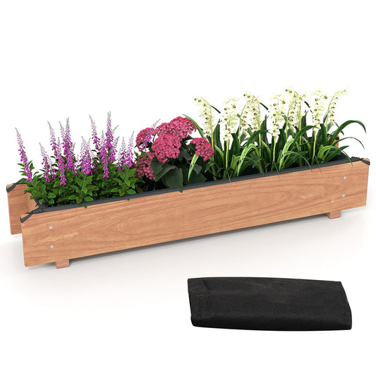 HAPPYGRILL Wooden Raised Garden Bed, Solid Wood Gardening Plant Container w/Drainage Holes for Flower Vegetable Fruit, Outdoor Elevated Planter Box for Patio Garden Yard Balcony (25”x 16”x 15”)