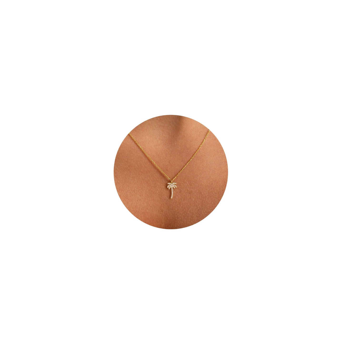 VRIUA Palm Tree Necklace for Women 14K Gold Plated Dainty Coconut Delicate Jewelry Everyday for Women