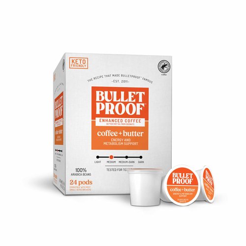 Bulletproof Coffee + Organic Grass-Fed Butter Single-Serve Pods, Keto Coffee, All-in-One Recipe with MCT Oil and Butter