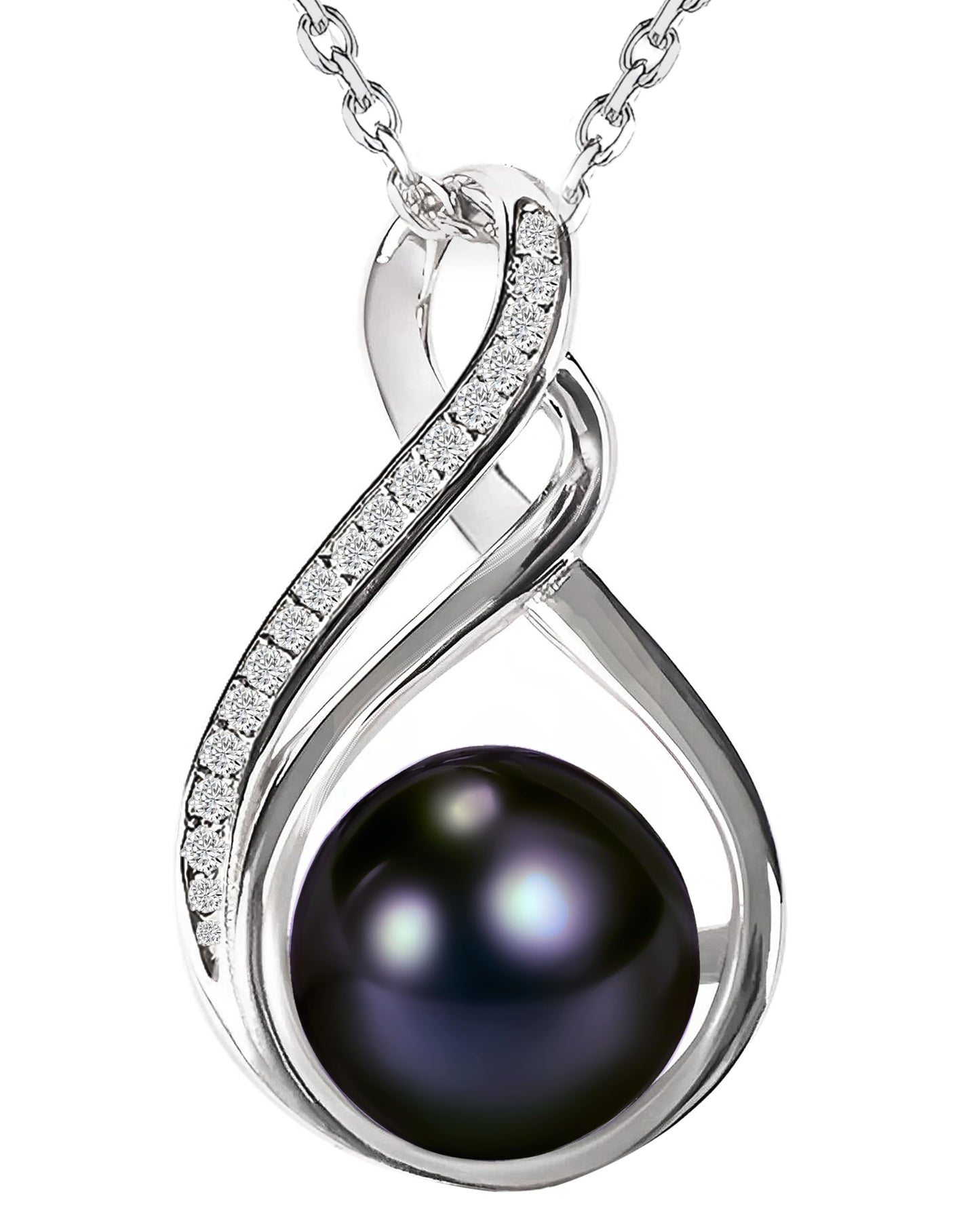 PEARLURA Black pearl necklace for women (Natural AAA+ 9mm) - Wedding anniversary's gift for wife (925 sterling Silver)- christmas gifts for wife - Real pearls necklace for women - black pearls necklace - pearl pendant