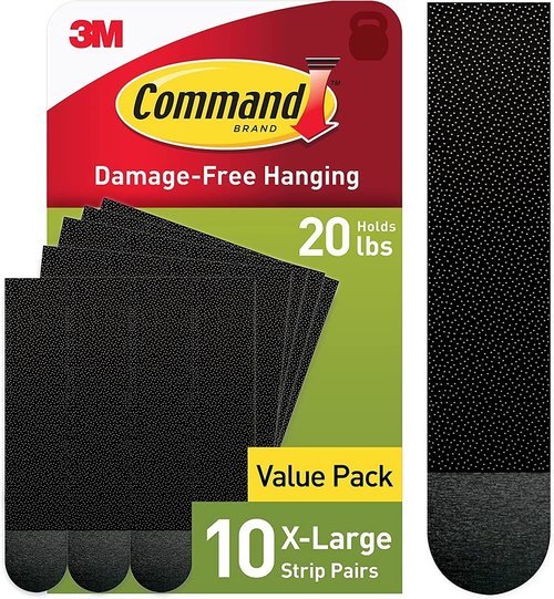 Command 20 lb XL Heavyweight Picture Hanging Strips - Damage-Free Hangers for Easy Wall Decor | 10 Pairs, Black