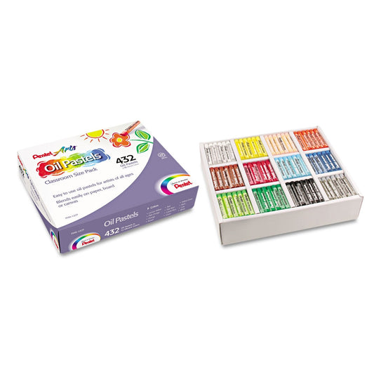 Pentel Arts Oil Pastels, 432 Piece Classroom Size Pack (PHN-12CP)