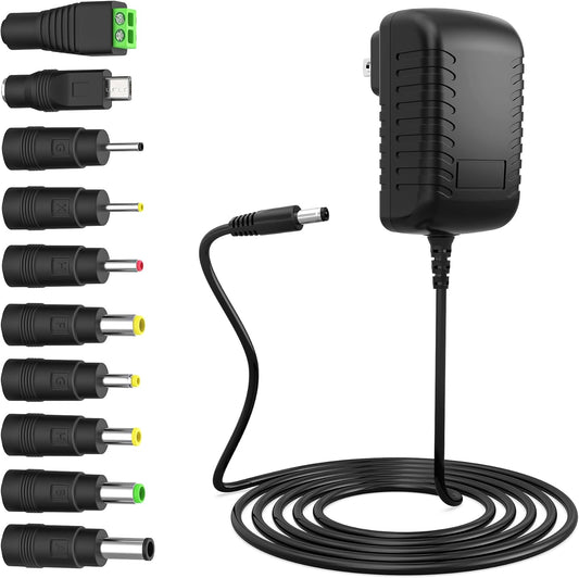 Beudsa ChargN 15V 2A 10 100-240V 50-60Hz, DC Power Supply Charger with Interchangeable DC Plugs, AC Adapter for Pet