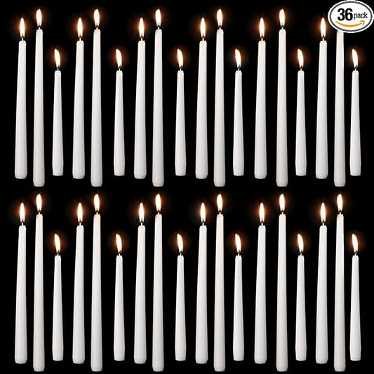 MTLEE Multi Height Unscented Candles - 8/10/12 Inch Taper Candles for Dinner Decoration (White, 36)