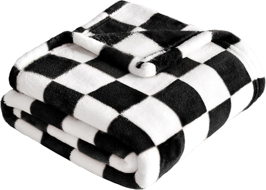 Yurhap Checkered Baby Blanket - Ultra Soft Fleece Receiving Blanket for Infants | 30"x40", Black