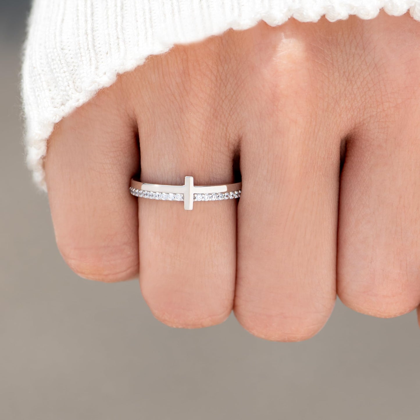 STORYJEWELLERY Silver Rings for Women, Cross Rings for Women, Purity Ring, Christian Ring, Christian Jewelry, Confirmation Gifts, Baptism Gifts, Size 5