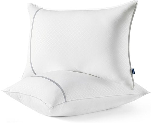 Bedsure Queen Pillows - Luxury Firm Sleeping Pillows with Diamond Design Cover | Fluffy Down Alternative Filling