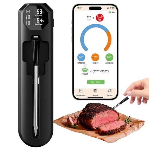 BlueSwan Wireless Meat Thermometer - Bluetooth Food Thermometer with 820 ft Range & Magnetic Design | Ideal for BBQ & Grilling