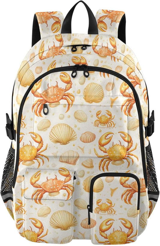 Backpack Backpack Daypack ALAZA School for Teen Girls Boys Ocean Coastal Crab Shellfish Kids Purse College Laptop