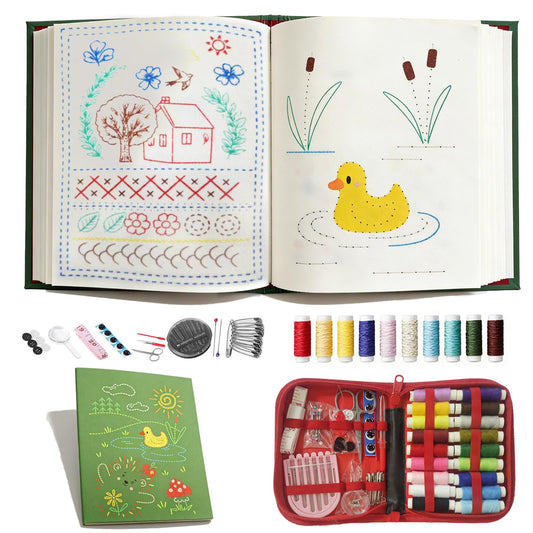 2026 Upgraded Embroidery Stitch Book Kit for Beginner, DIY Book Embroidery Kit with Full Tools and Instructional Tutorial 106 Patterns for Craft Lovers and Sew Enthusiast，DIY Craft Lovers (1pcs)