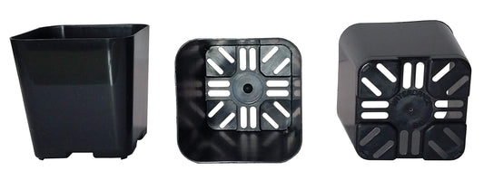 100-Pack, Water Dance Square Plastic Pots for Plants, 2-Inch. Color: Black