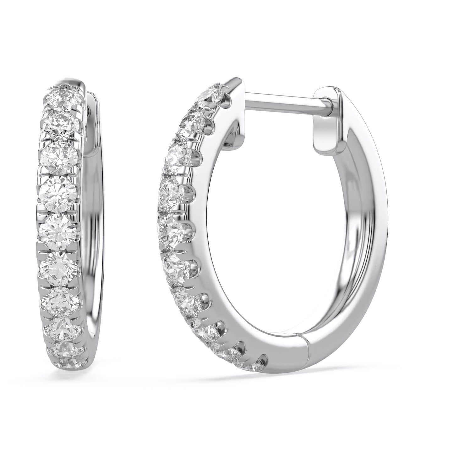 Huggie Hoop Earrings For Women, 1/4 Carat Round Shape Lab Grown Diamond Wedding Bridal Hoop Earrings In 14K White Gold Over Sterling Silver Jewelry for Her (0.25 Cttw)