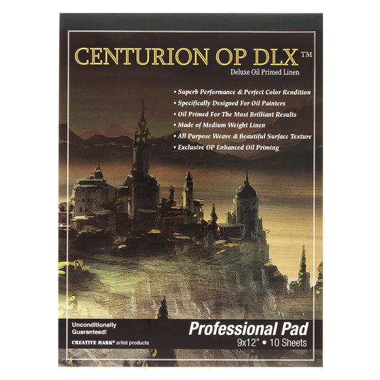 Centurion Deluxe Oil Primed Linen Pad 9"x12" 10 Sheets Per Pad –11 oz. No Bleed Pages, Lightweight, Easy to Travel Canvas Pad for Plein Air Painting
