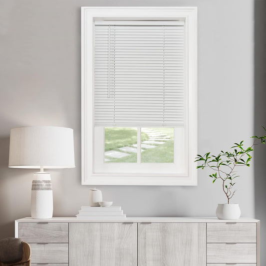 Achim Home Decor Cordless Mini Blinds - Light Filtering, 60" W x 64" L, 1" Slat - Pearl White