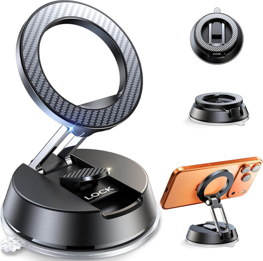 ACMEZING [78+LBS 2400gf 360 17-12 NeverFall Car Phone Holder for MagSafe Ultra Grip | Magnetic Power] Foldable Car