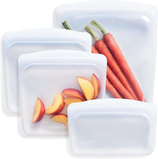 Stasher Silicone Reusable Food Storage Bags - Eco-Friendly 4-Pack | Freezer, Microwave & Dishwasher Safe