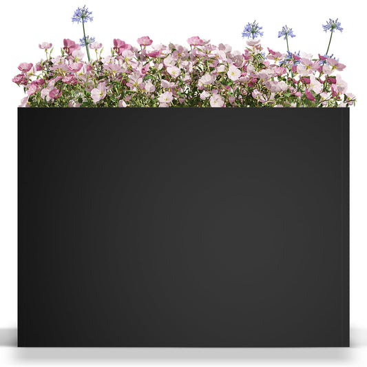 Baotree Metal Large Planter Box 38" L x 13" W x 30" H, Heavy Duty Tall Rectangle Outdoor Planter Box with Removable Insert Shelves for Porch, Garden, Patio, Yard (Black)