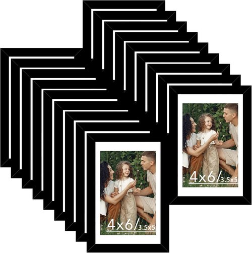JCJMY 18-Pack 4x6 Picture Frames - Elegant Black Gallery Wall Decor for Tabletop & Hanging