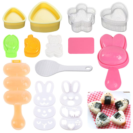 10pcs Cute Onigiri DIY Rice Ball Molds - Animal Decorating, Triangle Shapes, Bento Sushi Maker Tool