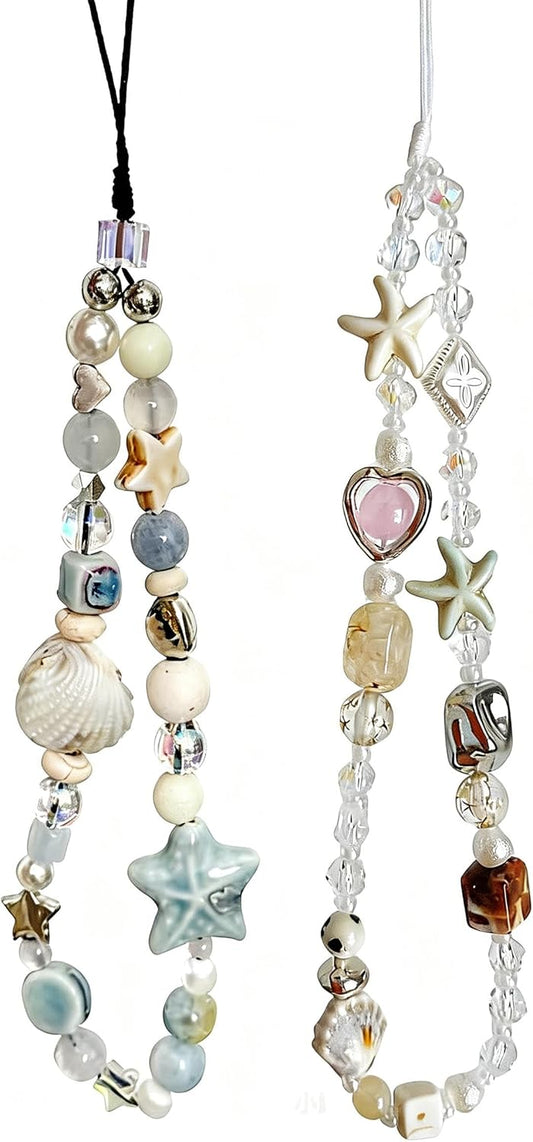 2 16 Pcs Phone Charm Strap Universal Hand Phone Wrist Strap Camera Lanyard Pearl Beaded Cute Chain String Accessories