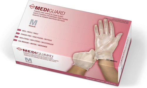 Medline MediGuard Vinyl Exam Gloves - Powder-Free, Disposable, Medium Size, 150 Count, Latex-Free