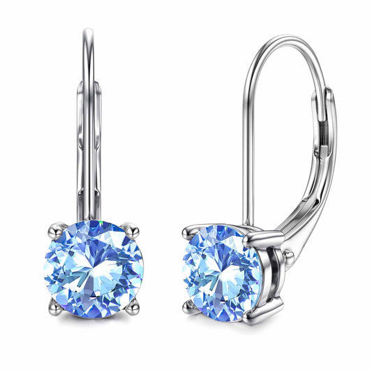 Blahanna Moissanite Earrings,1.0ct-2.0ct D Color Brilliant Round Cut Earrings S925 Sterling Silver Dangle Earrings Moissanite Leverback Drop Earring