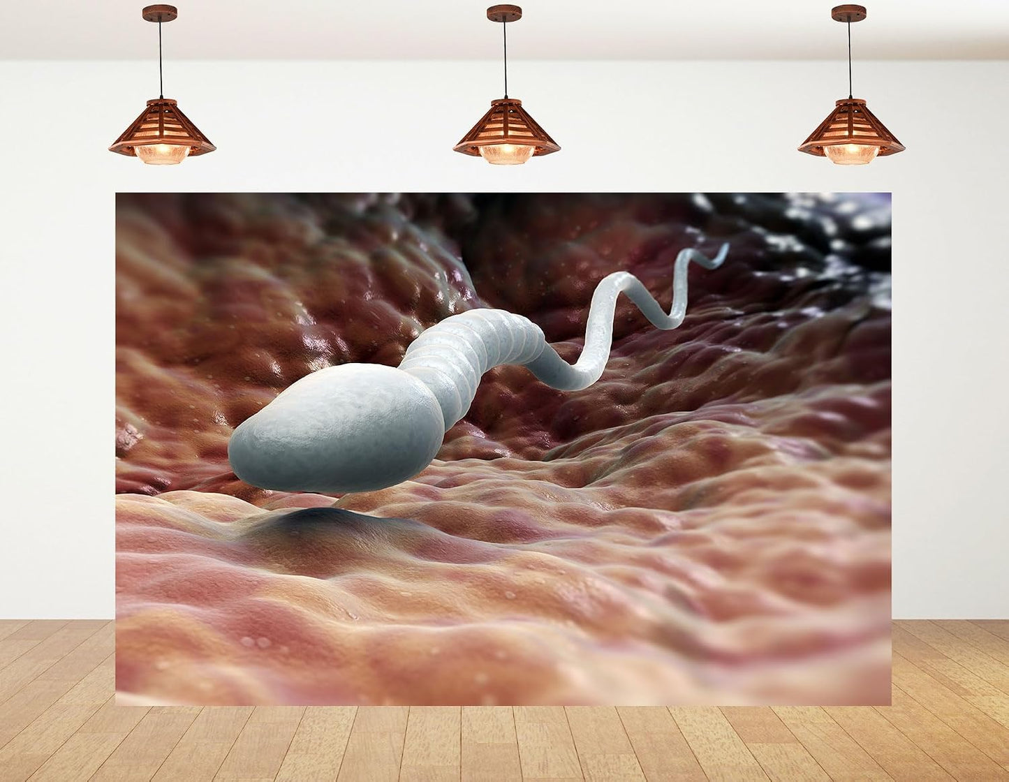 KeyWork 6x6ft Sperm Cell Backdrop Microscopic Reproductive Tissue View Photography Background for Medical Conference