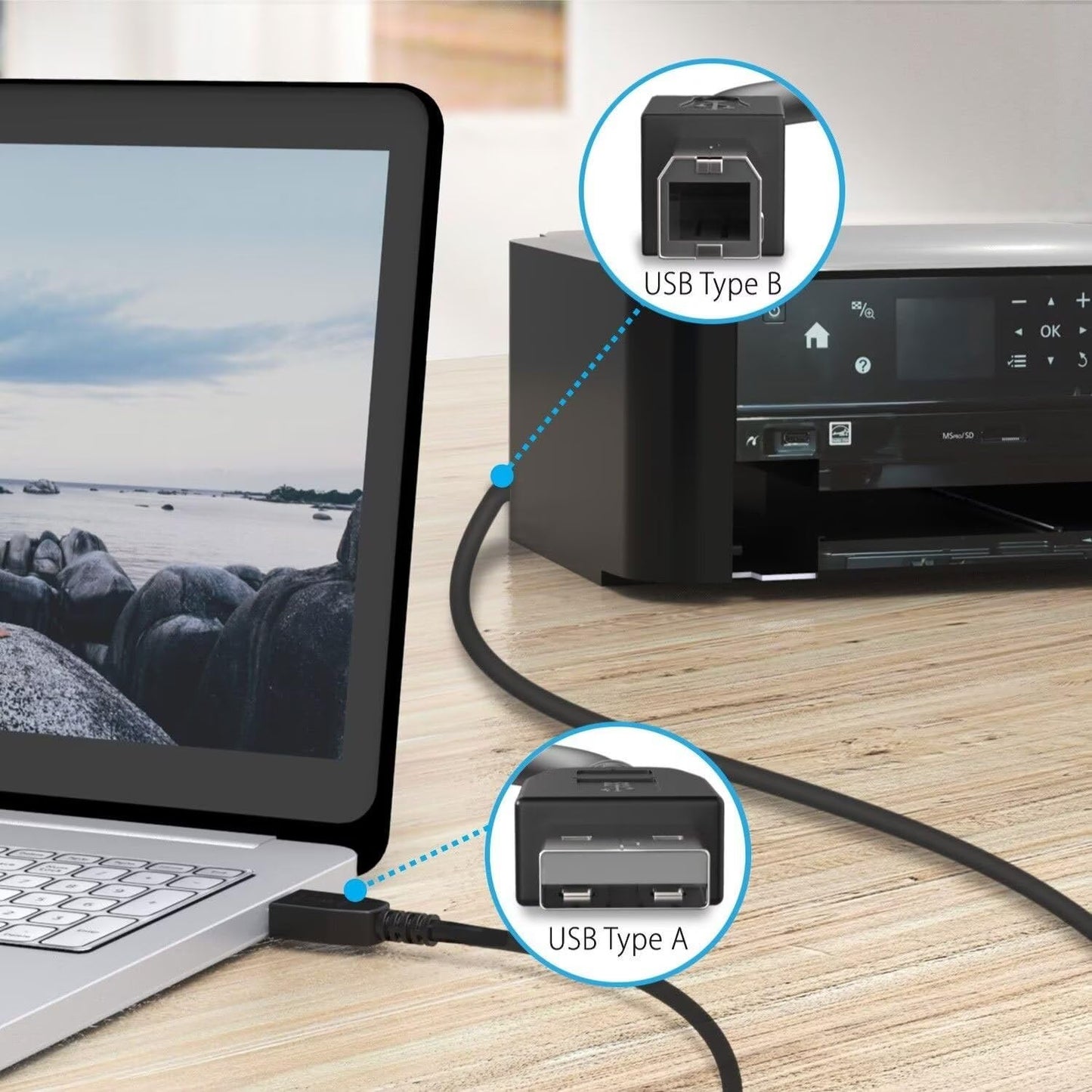 MDCGPower 6ft A526 C4280 C5280 USB Cable PC Laptop Data Sync Transfer Cord Compatible with HP Photosmart All-in-One