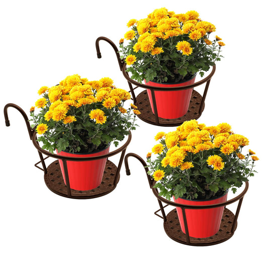 NILICAN Hanging Rail Planter Baskets Gardening Wrought Iron Hanging Flower Baskets for Home Balconies, Iron Products for Home Grown Plants (Champagne)