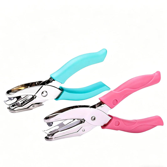2 Pack Craft Hole Punch Set, Handheld Single Hole Punch with 5mm Star & 5.5mm Heart, Soft Grip Paper Punch for Scrapbooking, Card Making, DIY Crafts, Kids Adults Office Supplies, Pink Green