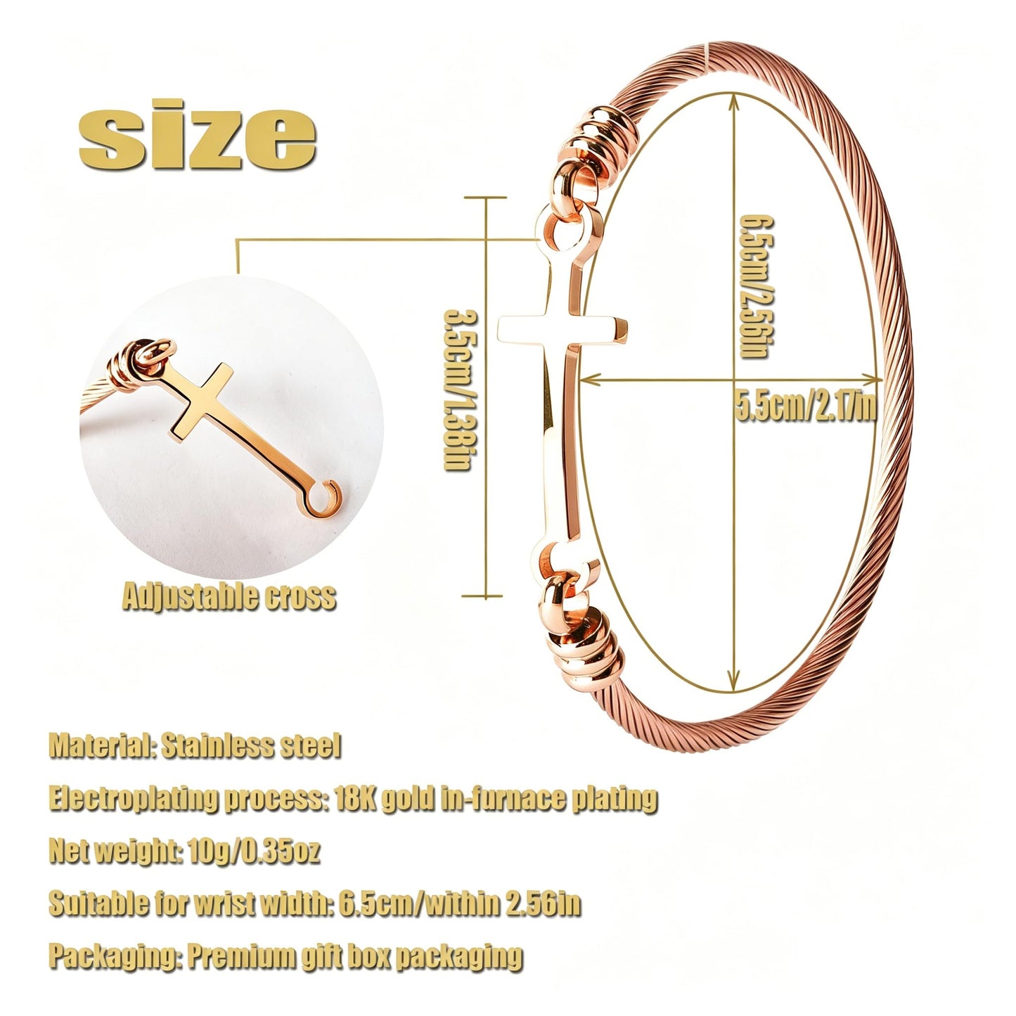 DS Religious Gift for Her Christian Cross Bracelet Bible Verse God is Within Her She Will Not Fall Inspirational Bracelets For Women Stainless Steel Jewelry Gift To Daughter Best Friend (Cross bracelet-Rose Gold 3)