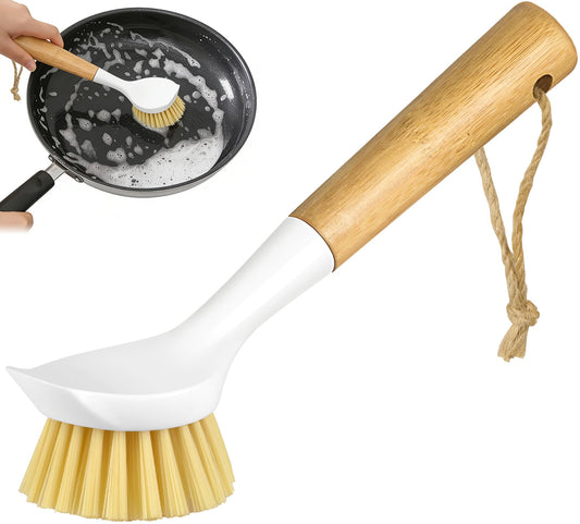 SOGCASE Dish Brush with Handle,Kitchen Scrub Brushes for Cleaning, Dish Scrubber with Stiff Bristles for Sink, Pots, Pans, 1 Pack