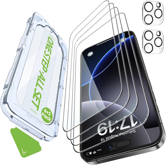4 Pack 16 2-Pack Protector[99.99%HD Clear][9H Touch][Anti-fingerprint],4+2 iGluz for iPhone Pro Max Screen Protector