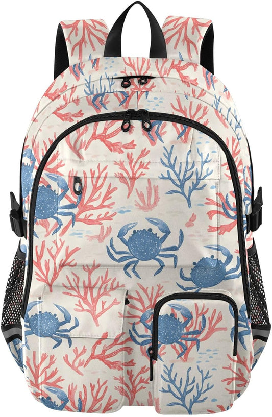 Backpack Backpack Daypack ALAZA School for Teen Girls Boys Ocean Crab Coral Kids Purse College Laptop Bookbag Casual