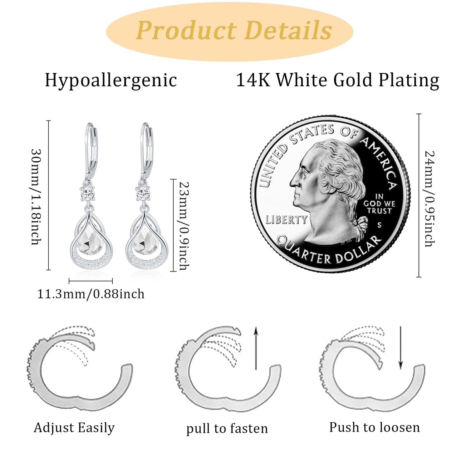 Dangle Trendy Leverback Birthstone Earrings Sliver Plated Teardrop Dangle Earrings Jewelry Christmas Birthday Gifts for Women (Sliver October)
