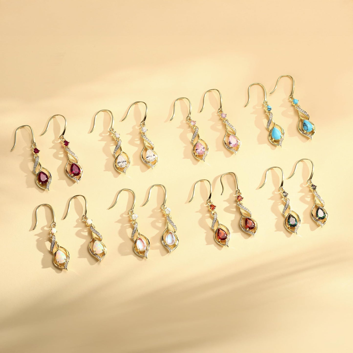 FANCIME 14K Gold Plated June Birthstone Dangle Earrings for Women Teardrop Moonstone Earrings S925 Sterling Silver infinity Love Birthday Gifts for Mom Women