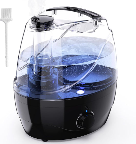 Skiennix Cool Mist Humidifier - 2.2L Whisper-Quiet Design for Baby & Large Rooms | 30-Hour Run Time, 360° Nozzle