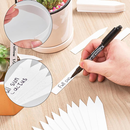 200 Pcs Plastic Plant Labels, BetterJonny 6 Inch Plastic Potted Plant Name Tags| Waterproof Plant Labels | Durable Garden Markers for Outdoor Seedlings & Nursery (White)