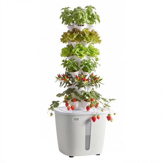 VEVOR Hydroponic Tower, 30 Pods 6 Tiers Hydroponics Growing System Kit with App Control, Vertical Home Garden with 20L Water Tank & Pump, Planter Germination Kit for Indoor Herbs, Fruits, Vegetables