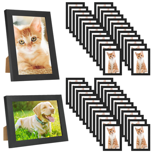 YOUKE OLA Set of 50 Picture Frame Bulk Photo Frames Wall Mounting Simple Photo Frames Multi Picture Frames for Wall or Tabletop, Black
