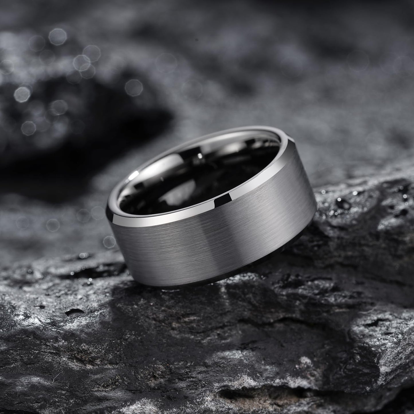 King Will 10mm Tungsten Wedding Band for Men - Gunmetal, Comfort Fit, Size 8