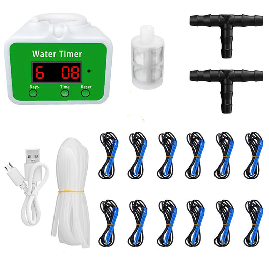 LUMINFLY Automatic Self Watering System for Indoor Plants, 12 Pots Drip Irrigation Kit, USB Charging, with 6.5 Ft / 2 M Tube, 12 Drip Arrows