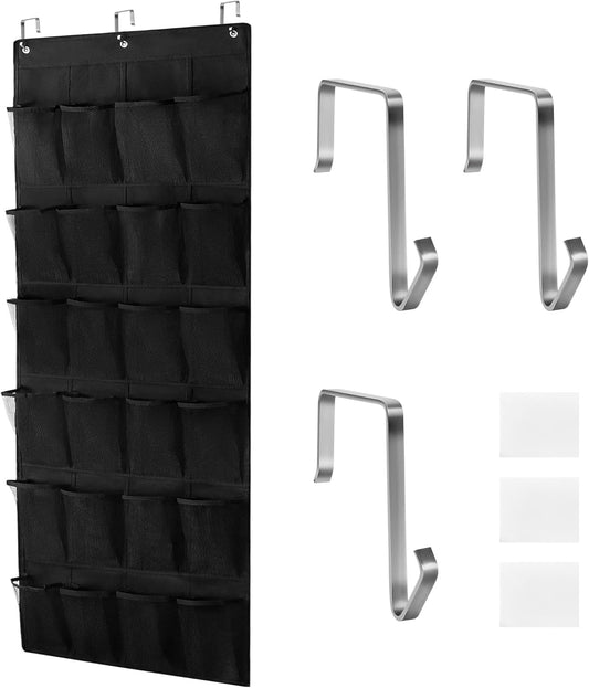 Skiennix Over The Door Shoe Organizer - 24 Large Pockets for Enhanced Closet Storage Solutions