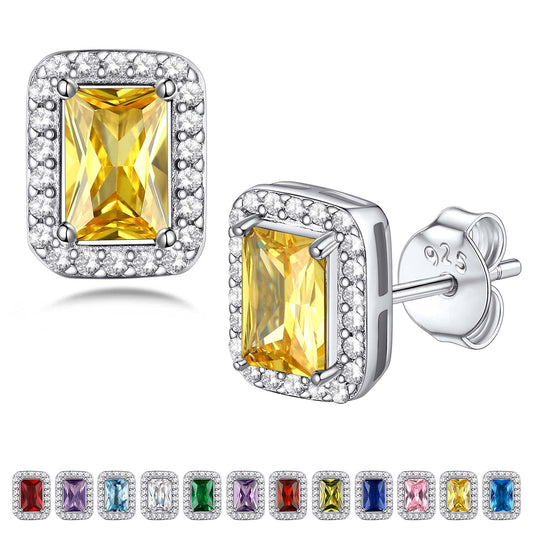 Bestyle Classic S925 Sterling Silver Love Square Earrings, Dainty November Critine Crystals Birthstone Studs, Anniversary/Mother’s Day/Birthday Jewelry Gifts for Women Mom/Wife/Sister/Best Friend