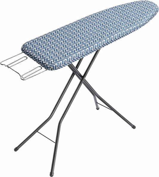 APEXCHASER Ironing Board Full Size, Iron Board with Ironrest, Lightweight Iron Table Stand Adjustable Height, Foldable Iron and Ironing Boards Set with Thick Padding, Sturdy Metal Legs, Blue 43x13